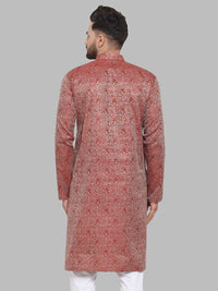 Thumbnail for Jompers Men Maroon & White Woven Design Kurta Only - Distacart