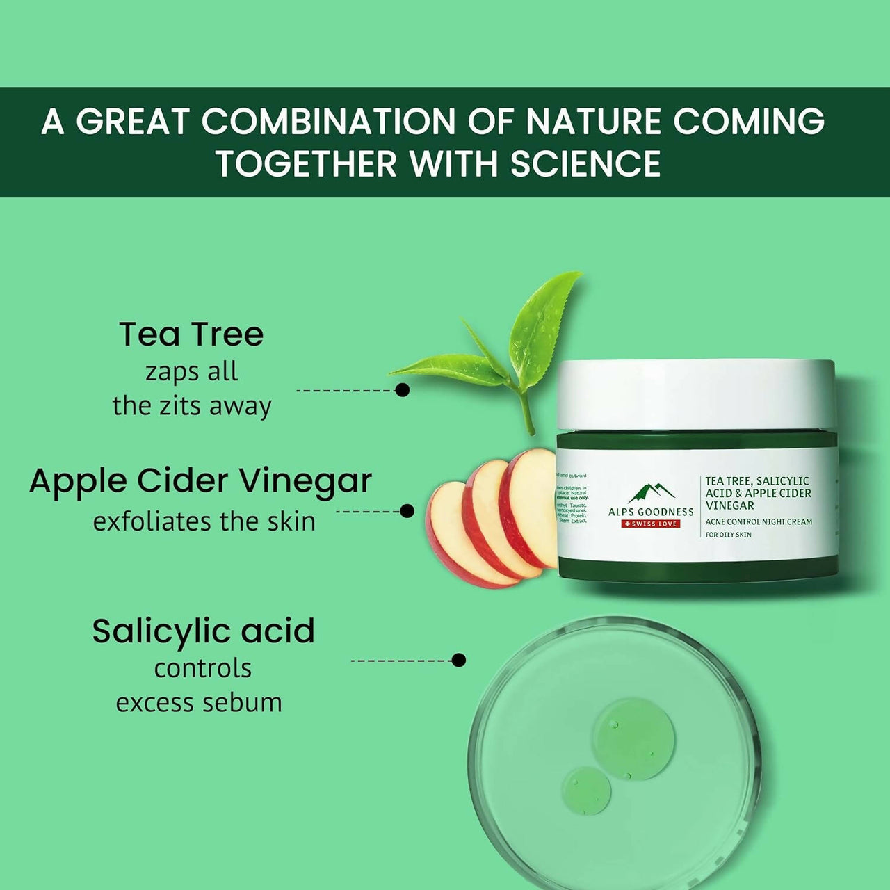 Alps Goodness Tea Tree, Salicylic Acid & Apple Cider Vinegar Acne Control Night Cream - Distacart