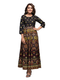 Thumbnail for Kaajh Black Gold Printed Ethnic Kurta For Women - Distacart