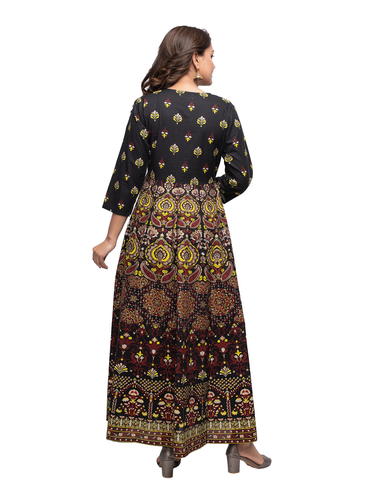 Kaajh Black Gold Printed Ethnic Kurta For Women - Distacart