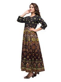 Thumbnail for Kaajh Black Gold Printed Ethnic Kurta For Women - Distacart