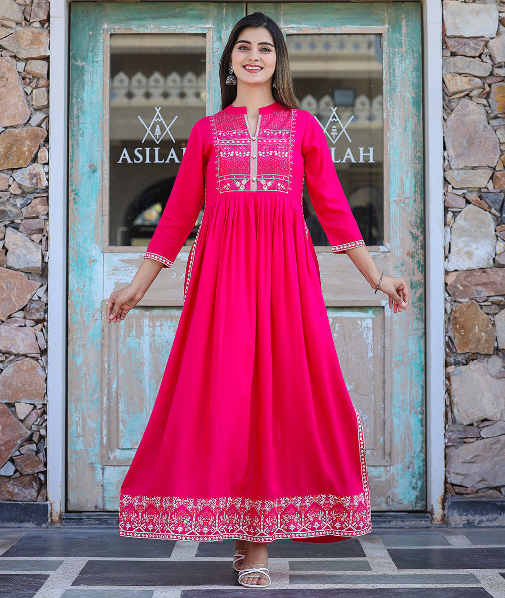 ROXOLANA Semi Stitched Fancy Stylish Traditional Long Gown Dress Crepe-Ethnic  Wear for Women-SkyBlue-XL (DN-6) : Amazon.in: Fashion