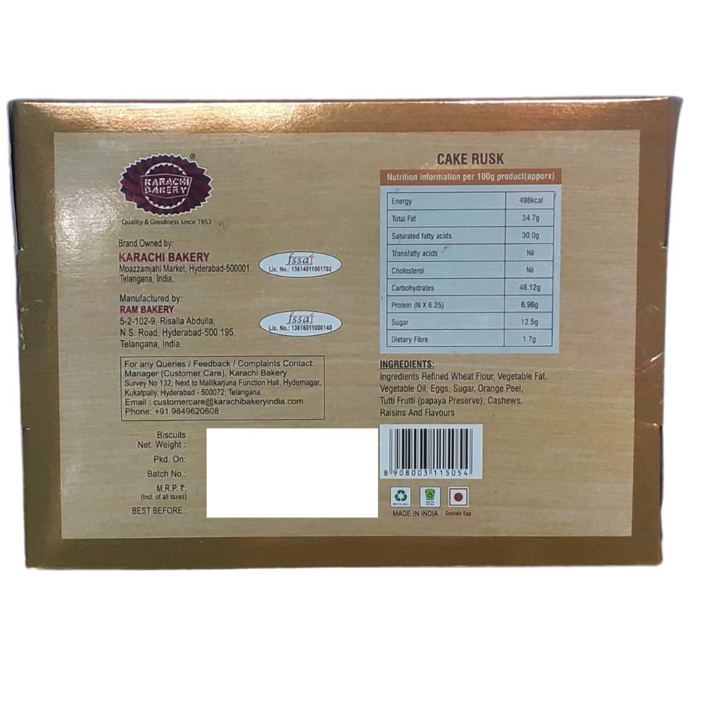 Buy KCB - Premium Cake Rusk (Vegetarian), 25 Oz Online at desertcartINDIA