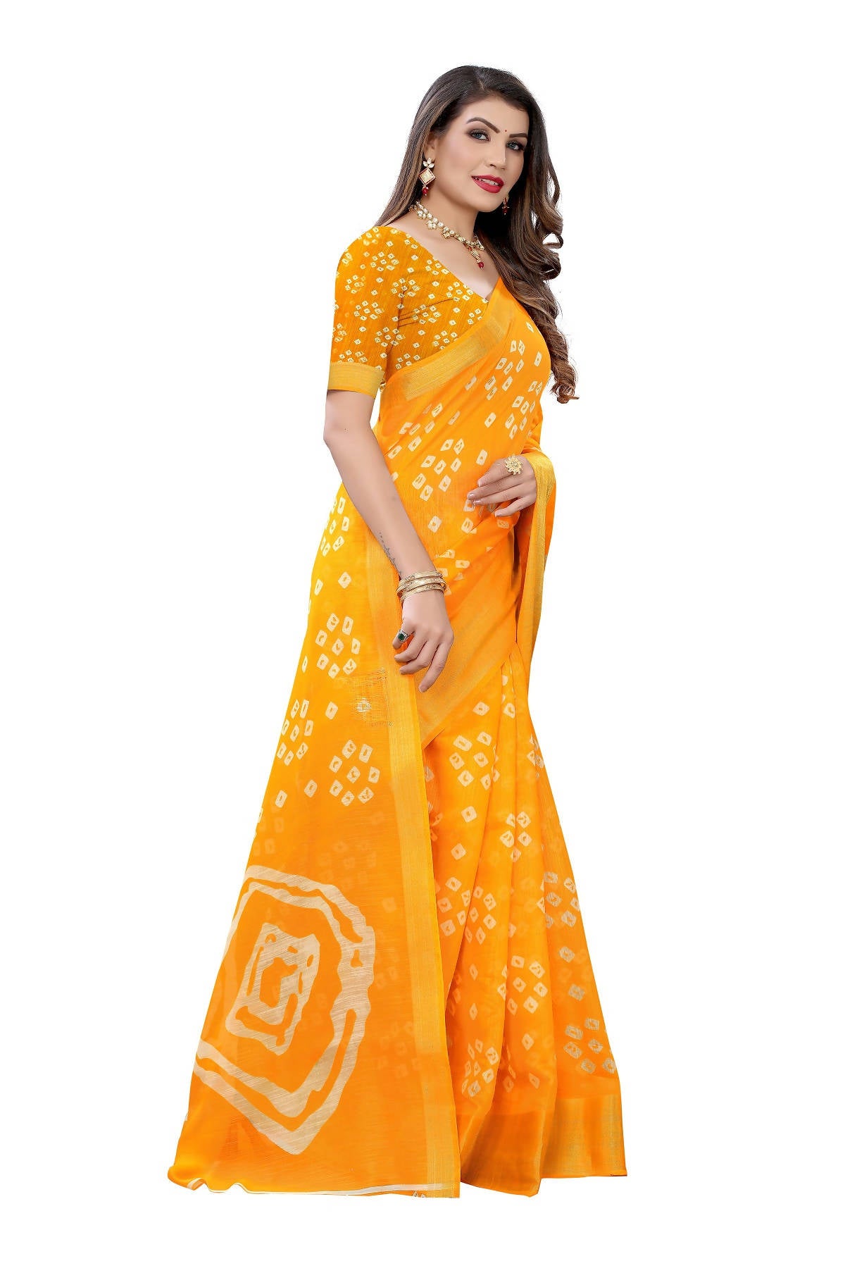 Vamika Stylish Orange Linen Jari Border Saree (RADHIKA ORANGE) - Distacart