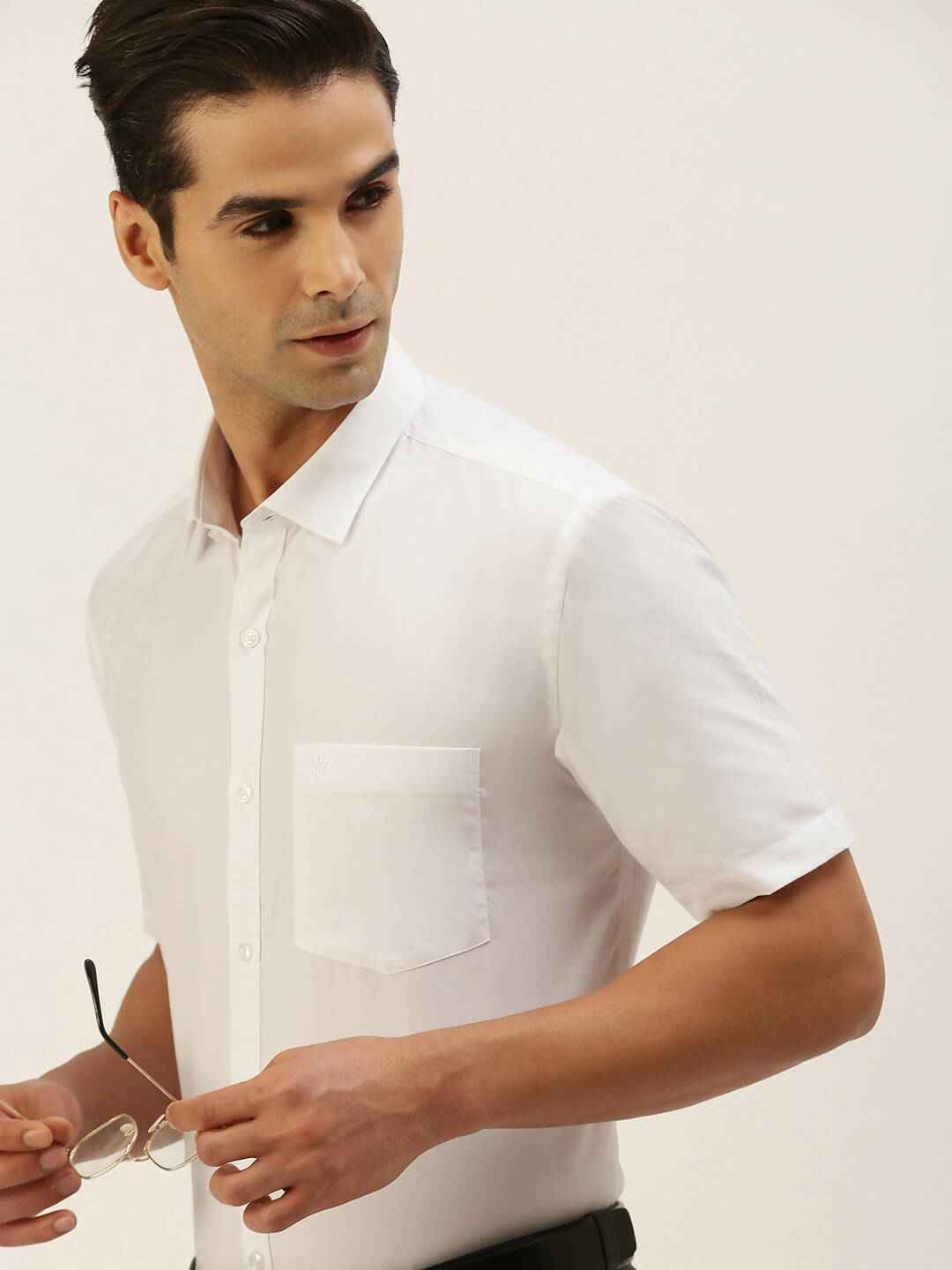 Ramraj Cotton Mens Half Sleeve Formal Poly Cotton White Shirt