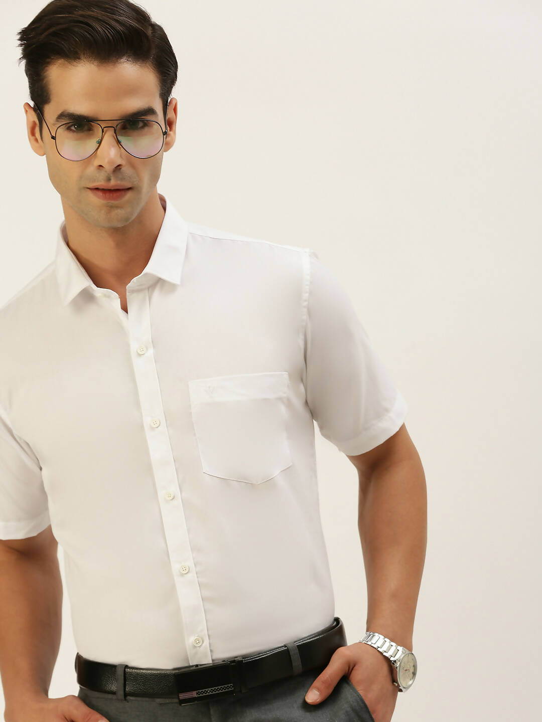 Ramraj Cotton Mens Half Sleeve Formal 100% Cotton White Shirt - Distacart