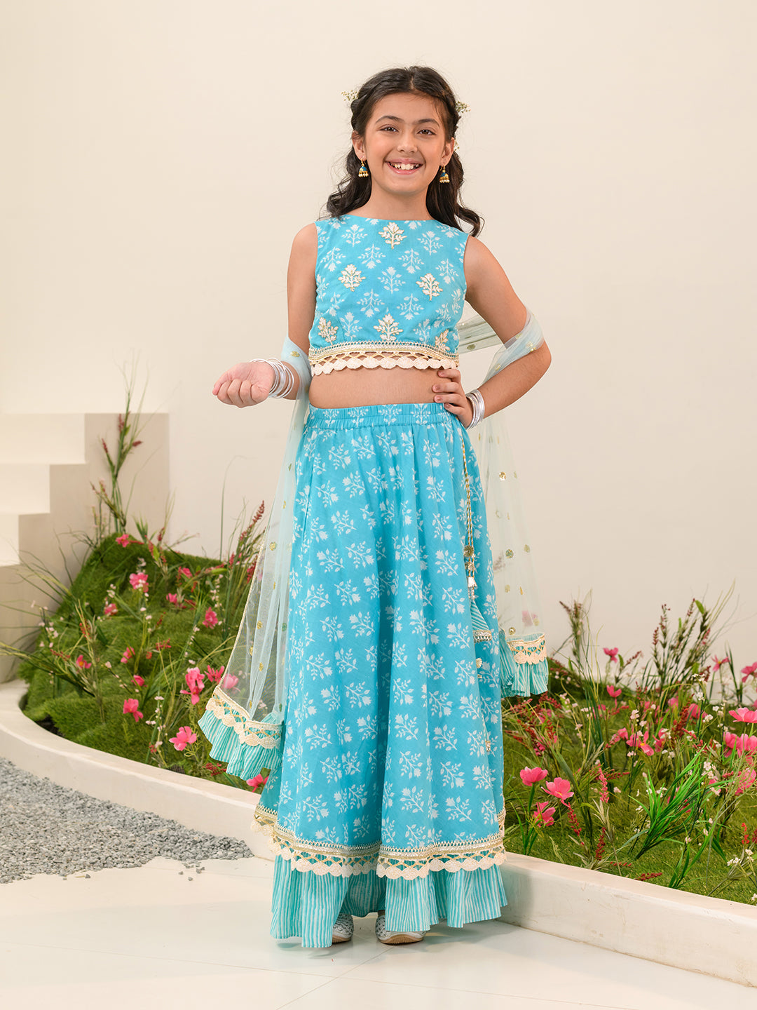Kids New south Indian traditional pattu pavadai Jecquard Lehenga choli for girls  dress - EVERWILLOW - 3940430