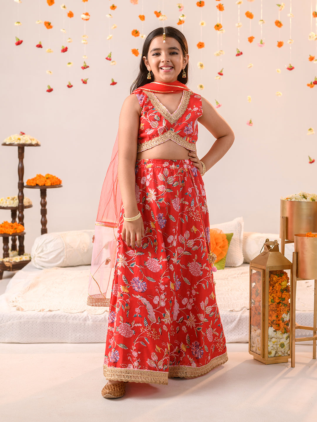Shop Teen Girls Pink Art Silk Embroidered Kali Style Lehenga Set Wedding  Wear Online at Best Price | Cbazaar
