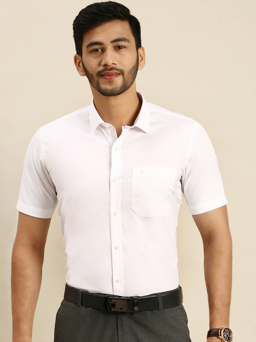 Ramraj Cotton Mens Half Sleeve White Shirt Plus Size - 100% Cotton - Distacart