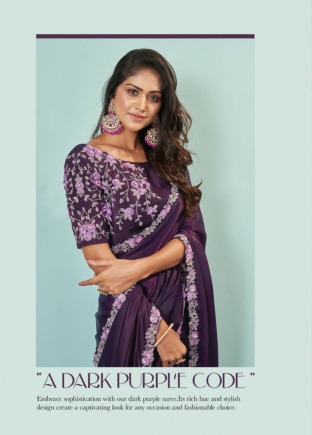 Deep Thee Varna Ada Line Embroidered Saree With Blouse | Purple, Floral,  Silk, Plunge V, Sleevele… | Fashionable saree blouse designs, Stylish sarees,  Saree designs