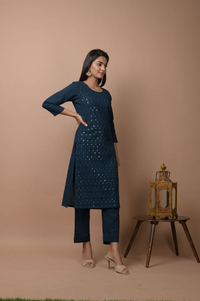 Buy online Black Cotton Kurta Pant Set from ethnic wear for Women by  Anubhutee for ₹919 at 63% off | 2024 Limeroad.com