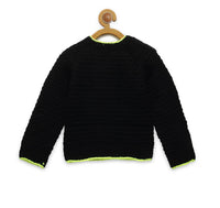 Thumbnail for Chutput Kids Black Coloured Solid Pullover For Baby Boys with Caterpiller Applique Detail - Distacart