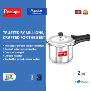 Prestige Popular Pressure Cooker 5 L Silver