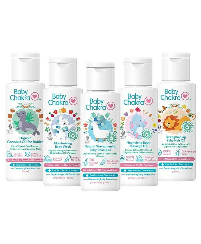 BabyChakra Wash, Shampoo, Massage Oil Hair Oil & Coconut Oil for Babies Combo - Distacart