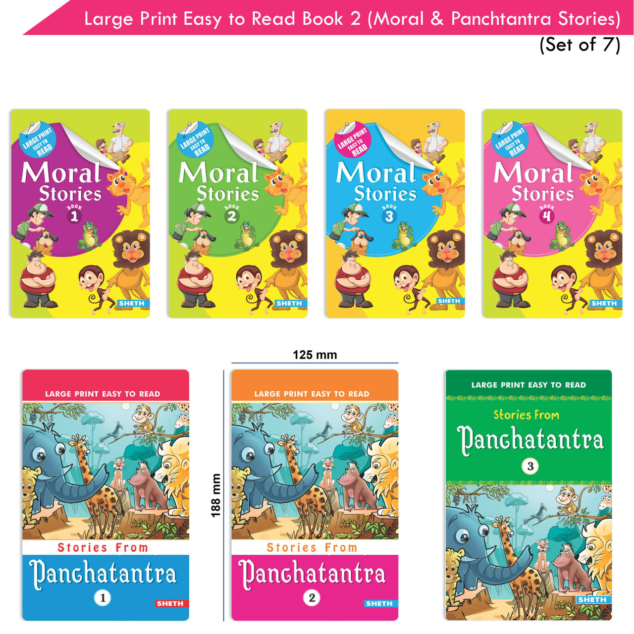 Large Print Easy to Read Moral & Panchtantra Stories Books Set of 7| Children Stories Books| Ages 6 - 12 Year - Distacart