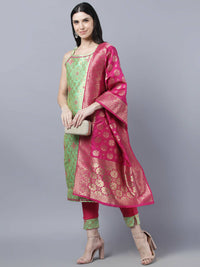 Thumbnail for Myshka Women Green Ethnic Motifs Gotta Patti Kurta with Trousers With Dupatta Set - Distacart