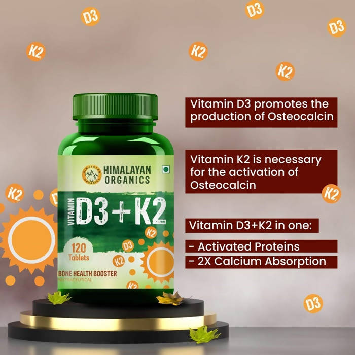  Organics Vitamin D3 + K2 Promote Healthy Bones Nutraceutical