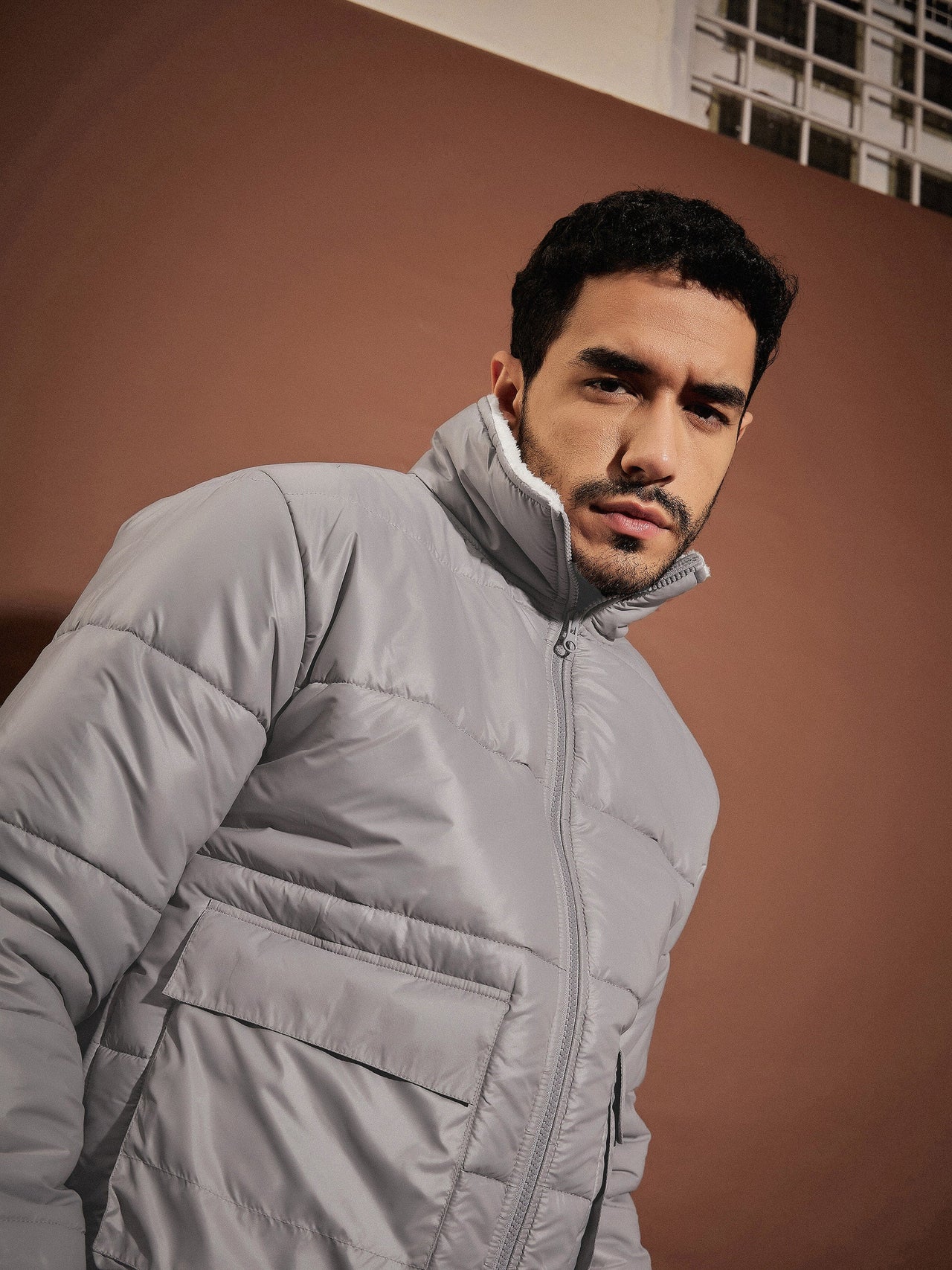 Buy Lyush Men Grey Front Pocket Puffer Jacket Online at Best Price