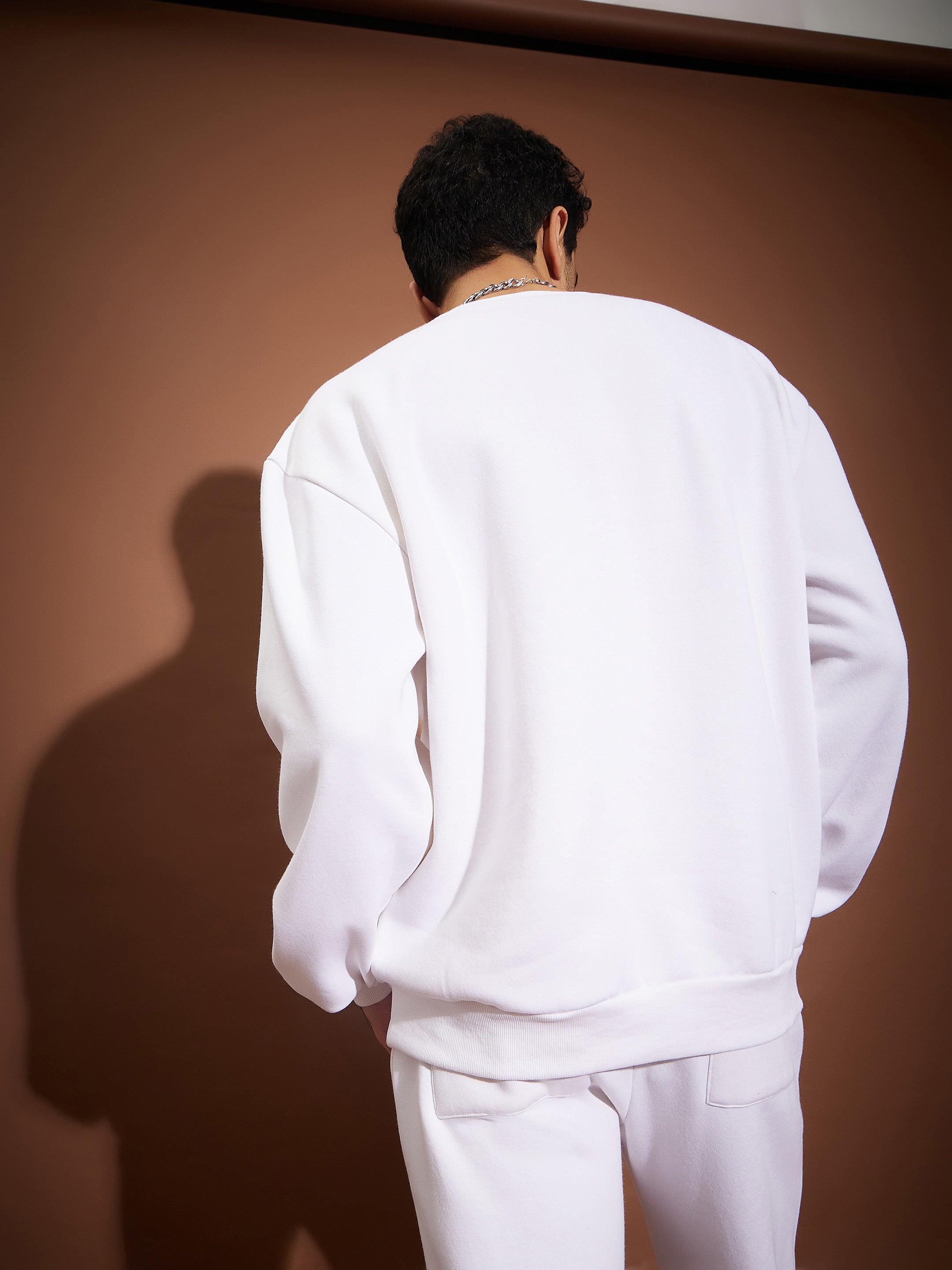 Buy Lyush Men White FEAR LESS Oversized Sweatshirt Online at Best