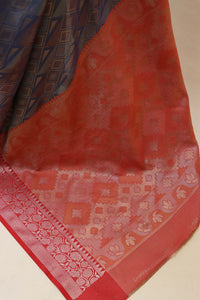 Thumbnail for Malishka Banarasi Silk Saree With Rich Contrast Wooven Pallu N Rich Wooven Border - Grey - Distacart