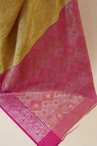 Thumbnail for Malishka Banarasi Silk Saree With Rich Contrast Wooven Pallu N Rich Wooven Border - Yellow - Distacart