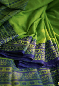 Thumbnail for Malishka Cotton Silk Saree With Blouse Piece - Green - Distacart