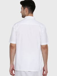 Thumbnail for Ramraj Cotton Mens Half Sleeve Formal Poly Cotton White Shirt - Distacart