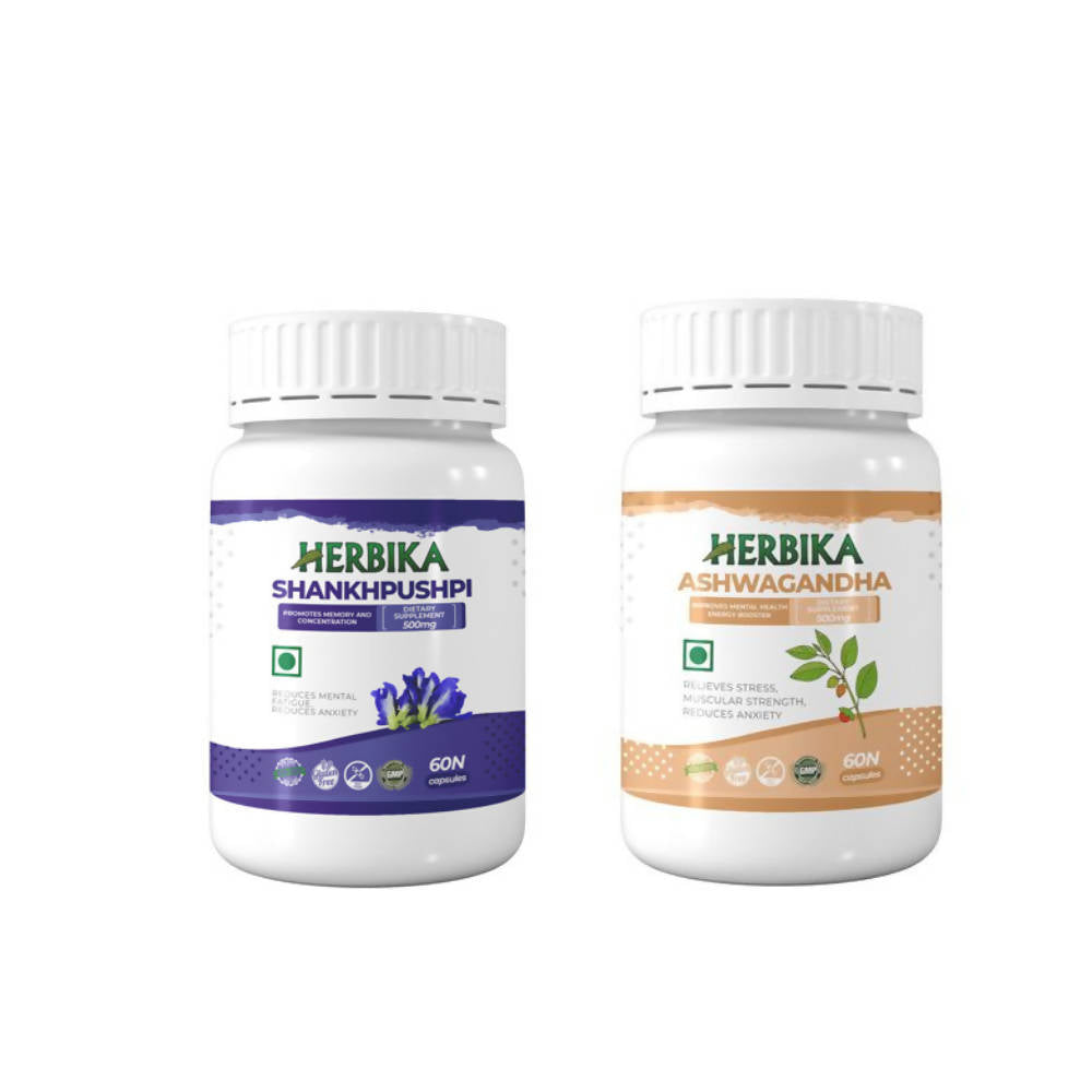 Herbika Ashwagandha + Shankhpushpi Capsules - Distacart