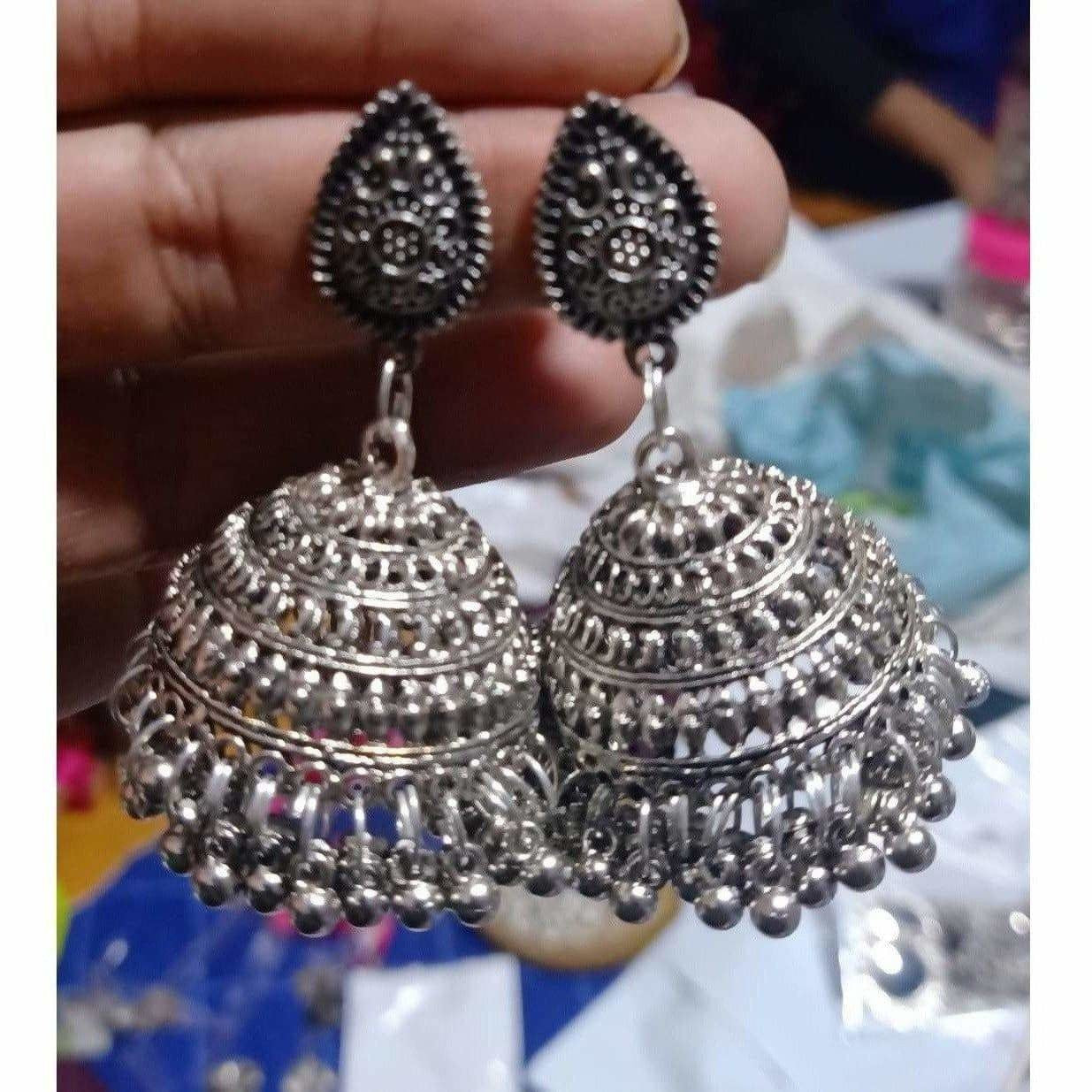 Silver Jhumka Earrings For Women