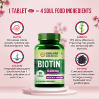 Thumbnail for Himalayan Biotin 10000 Mcg with Keratin + Piperine Tablets: 90 Tablets