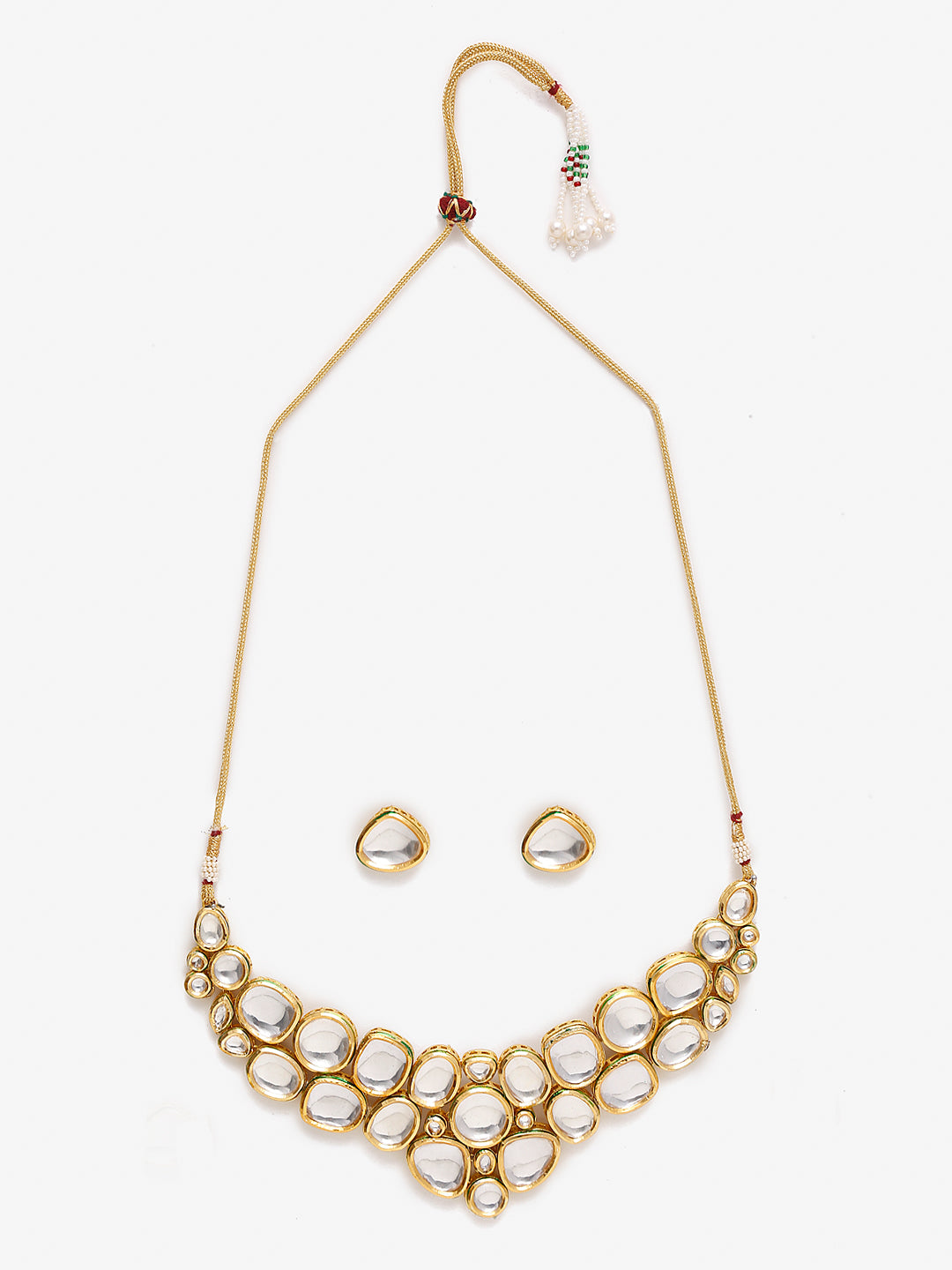 Gold Kundan Choker With Studs - Ruby Raang - Distacart