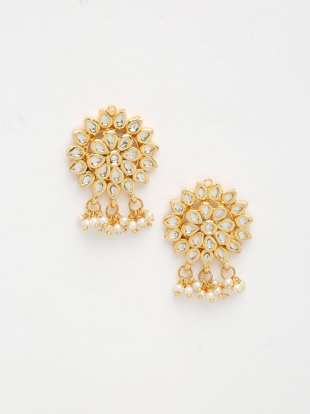 Gold Plated Kundan Earrings - Ruby Raang - Distacart