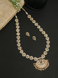 Thumbnail for Long Kundan Neckpiece With Studs - Ruby Raang - Distacart