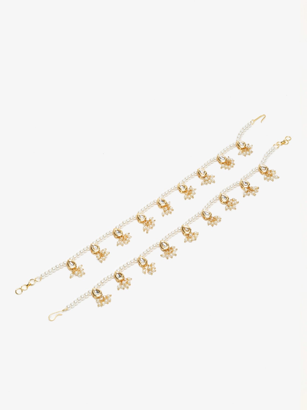 White Gold Plated Anklets Set Of 2 - Ruby Raang - Distacart