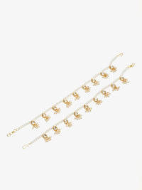 Thumbnail for White Gold Plated Anklets Set Of 2 - Ruby Raang - Distacart