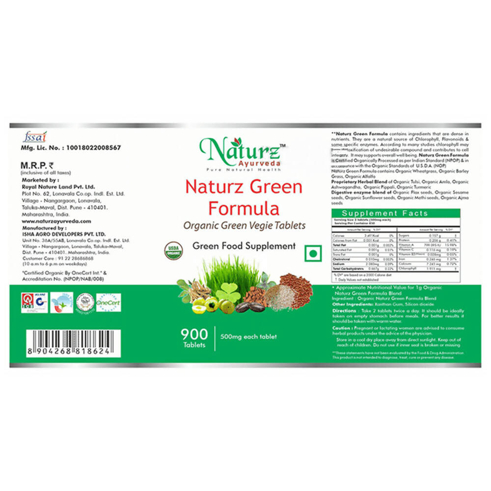 Naturz Ayurveda Naturz Green Formula Tablets - Distacart