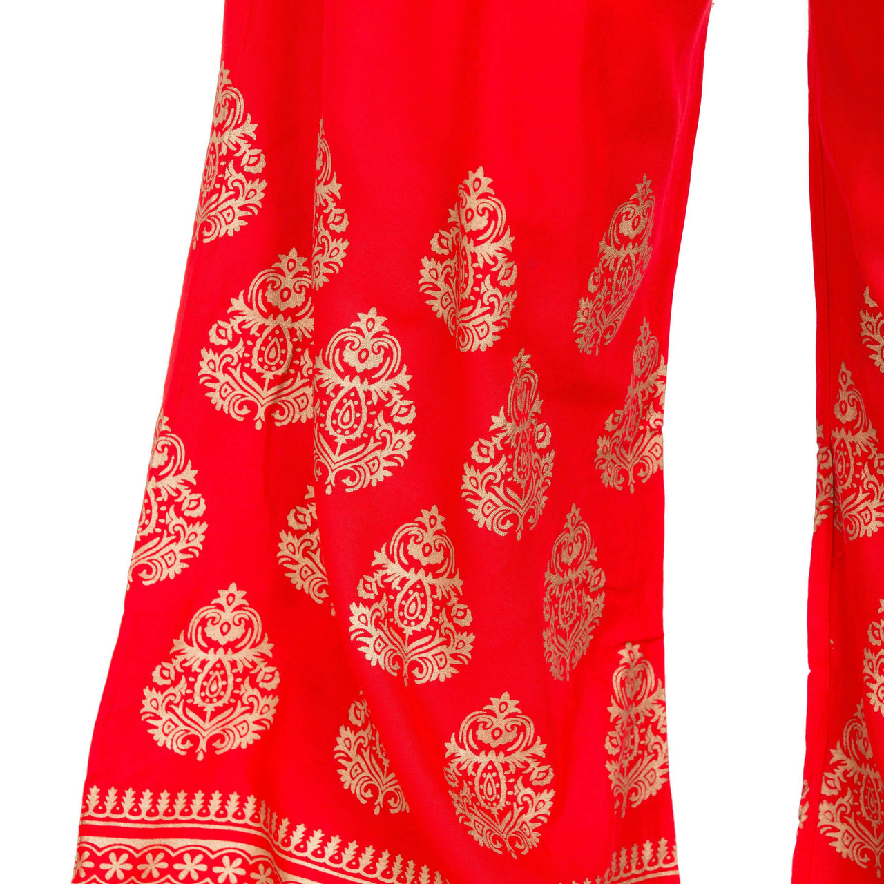 PAVONINE Red Color Golden Printed Rayon Fabric Sharara For Women & Girls - Distacart