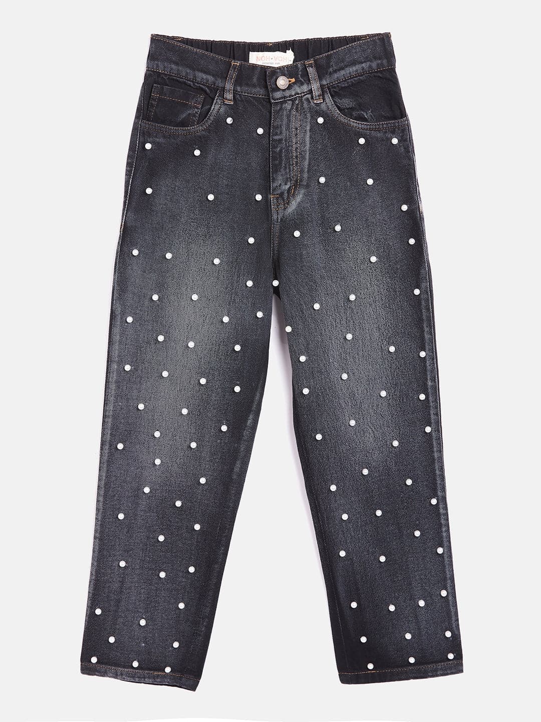 Black jeans with store pearls