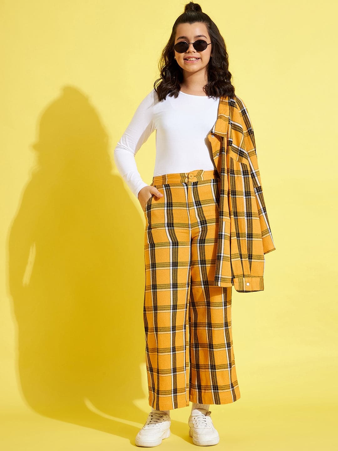 Yellow and black check on sale trousers