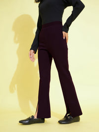 Thumbnail for Lyush Kids Girls Burgundy Front Slit Bell Bottom Pants - Distacart