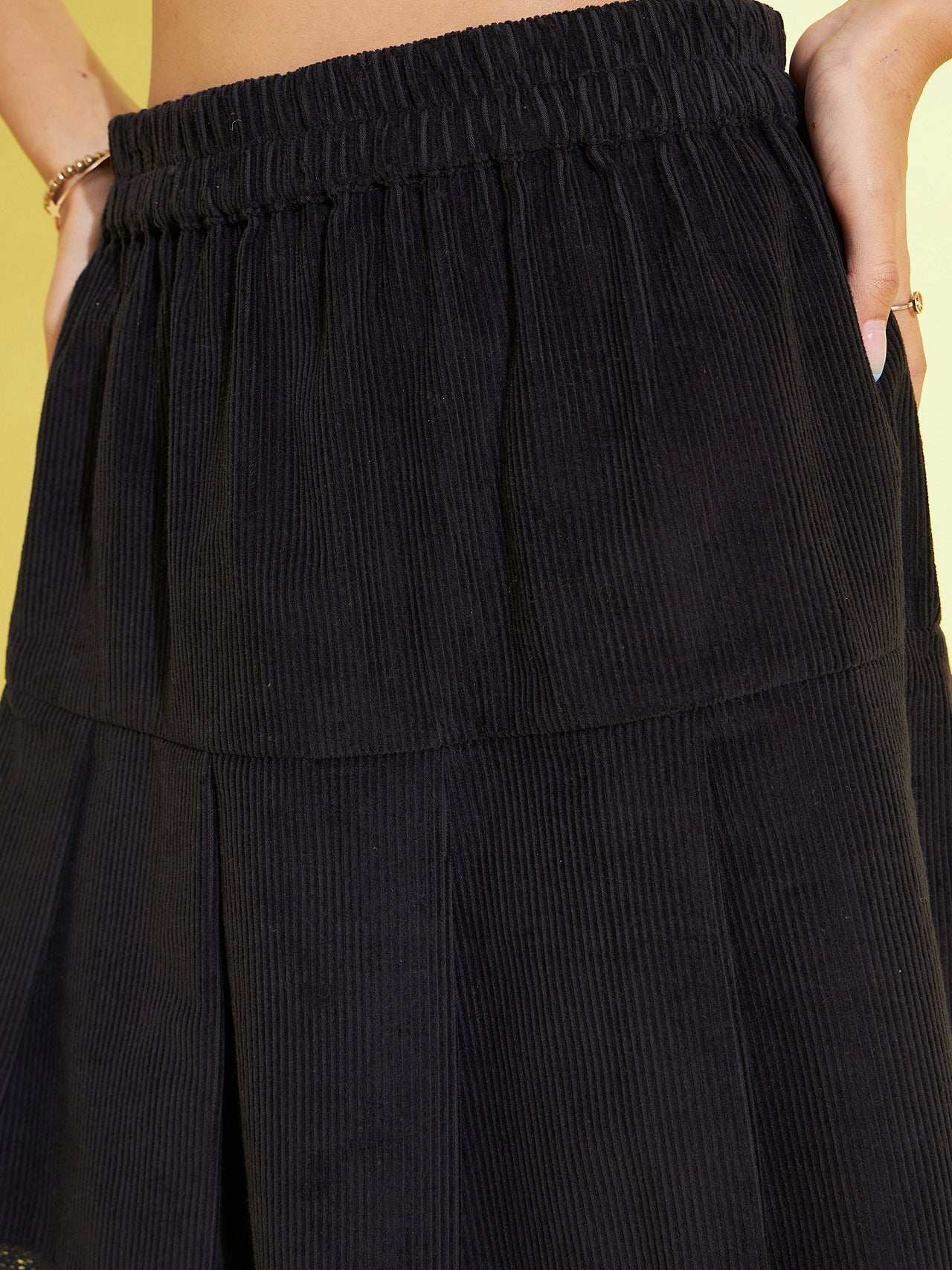 Lyush Kids Girls Black Corduroy Pleated Skirt - Distacart