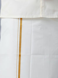 Thumbnail for Ramraj Cotton Mens Wedding Set Cream Regular Dhoti, Shirt & Towel Arathi 1/2