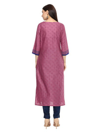 Thumbnail for NOZ2TOZ Women's Mauve Ajrakh Hand Block Cotton Printed Straight Kurta - Distacart