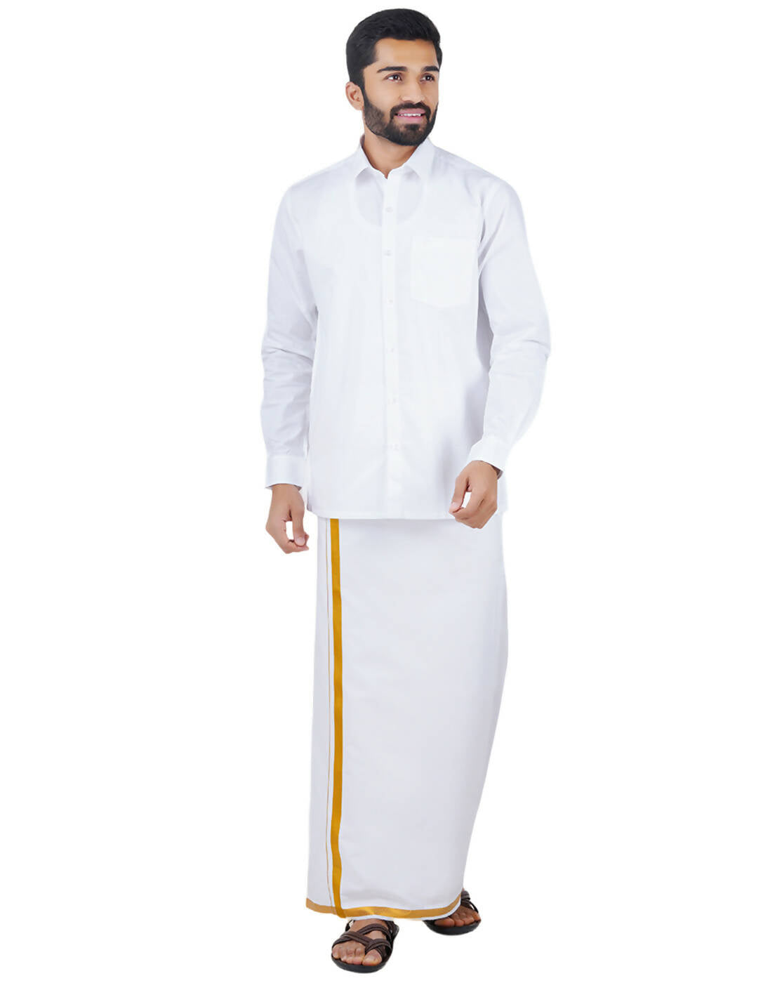 Ramraj Cotton Mens Full Sleeve Formal 100 % Cotton White Shirt - Distacart