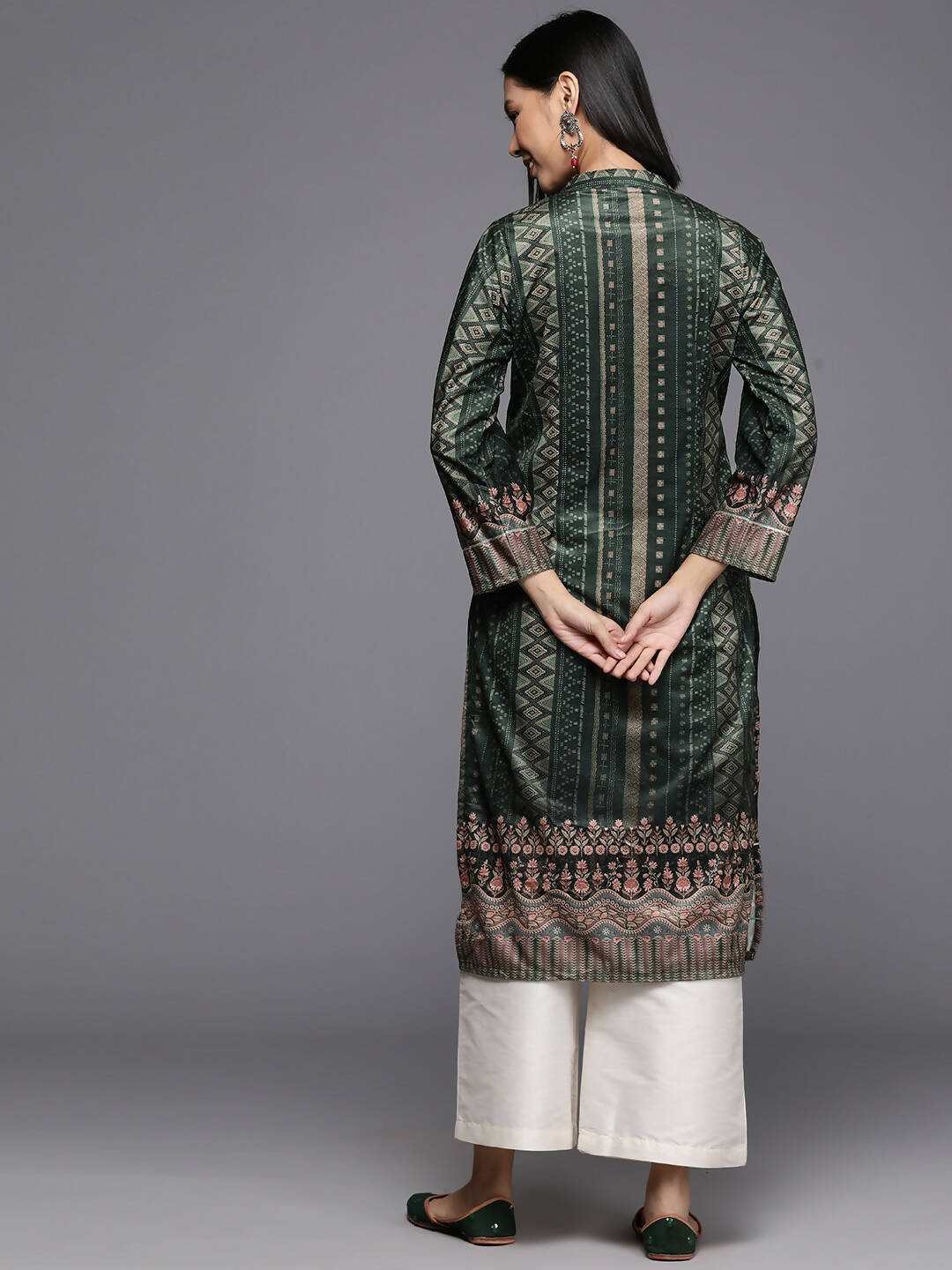 Ahalyaa Women's Traditional wear Kurta - Dark Green - Distacart