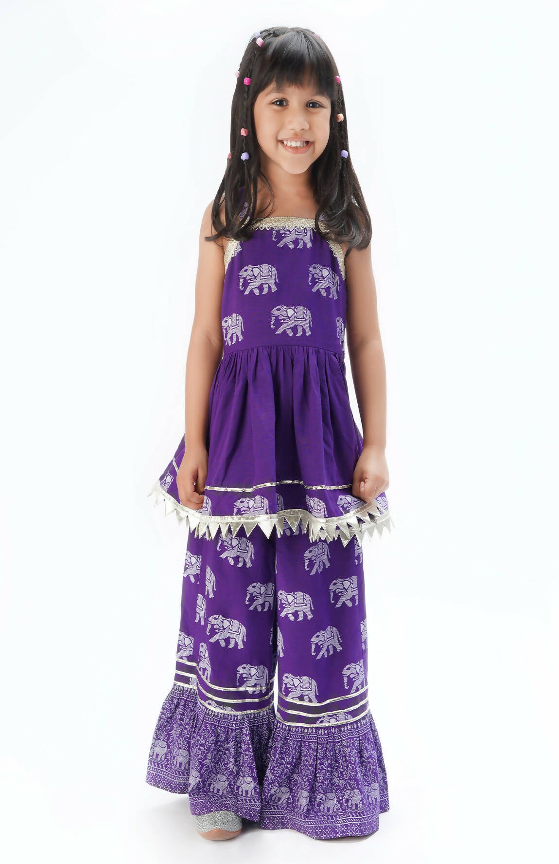 Lil Drama Trunk Tales Girls Purple Kurta With Sharara Set - Distacart