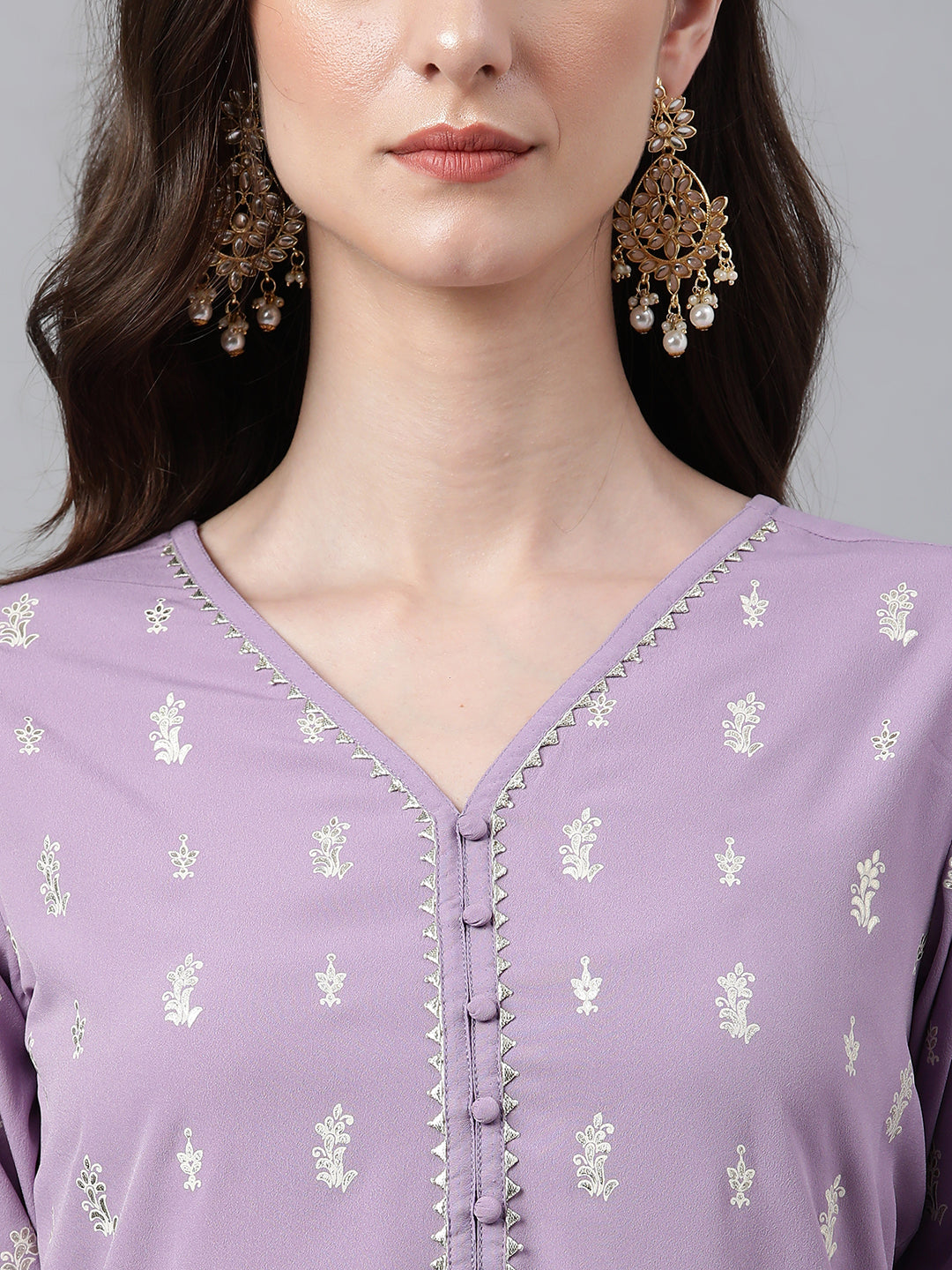 Buy Indian Clothing Janasya Women's Lavender Crepe Foil Print Casual  Straight Kurta Online at Best Price