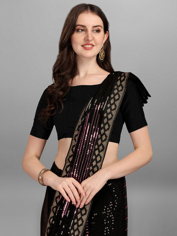 Fancy Black Embroidery NET Dress Sequence Embroidery Work