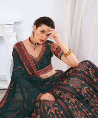 Thumbnail for Wedding Designer Black Chinon Lehengha Choli - Anbazaar - Distacart