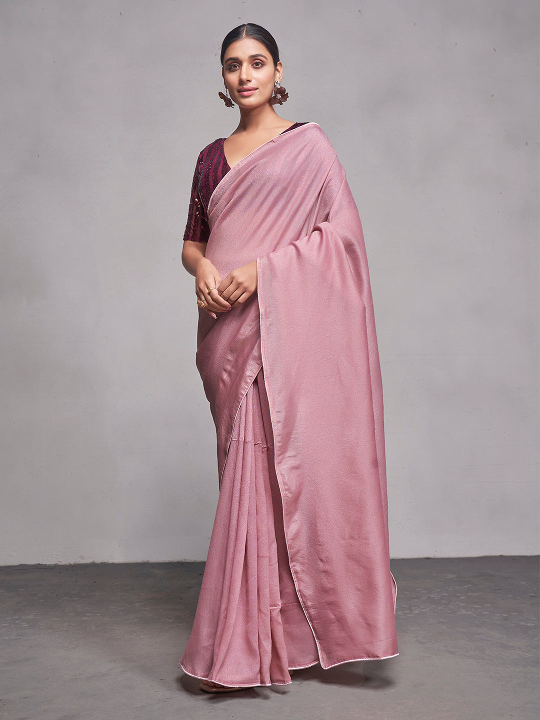 Buy NOZ2TOZ Women Party Wear Plain Saree with Designer Un Stitched Blouse -  Peach Online at Best Price | Distacart